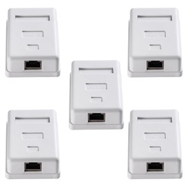 tunghey 5Pack Cat6 RJ45 Surface Mount Box Shielded 1-Port, Compatible with UTP Cat6/Cat5e/Cat5 Stranded or Solid Network Cables