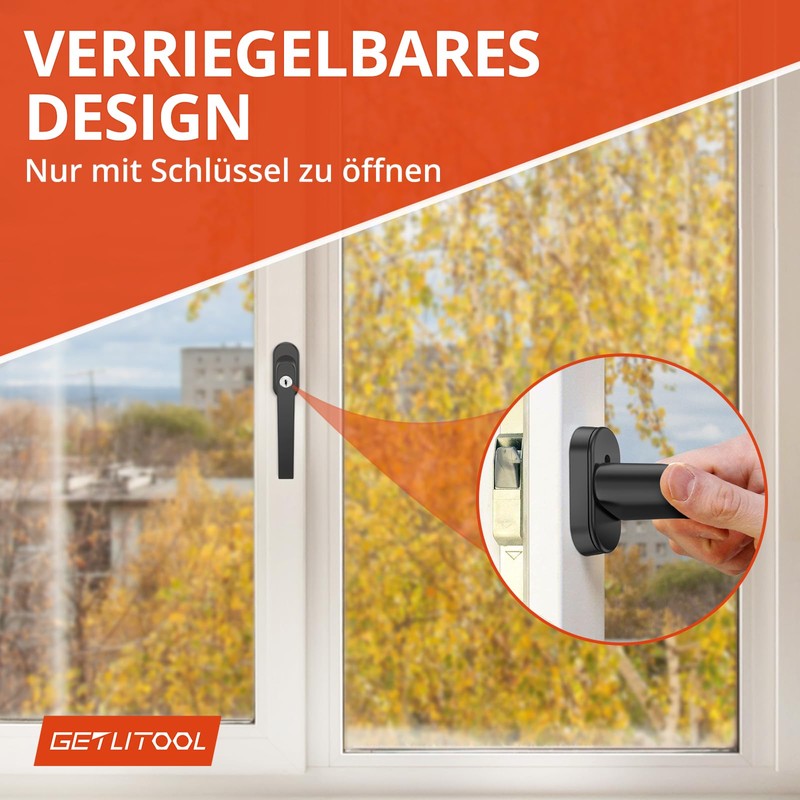 GETLITOOL Lockable Window Handles, 2-Piece Aluminium Window Lock with Keys,