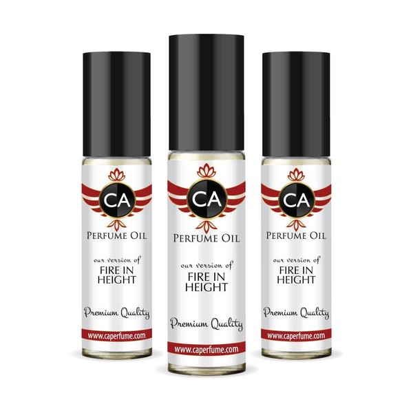 CA Perfume Impression of Christian D. Fire in Height For Men Replica Fragrance Body Oil Dupes Alcohol-Free Essential Aromatherapy Sample Travel Size Concentrated Long Lasting Roll-On 0.3 Fl Oz X 3
