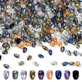Victlov 300pcs Glass Crystal Teardrop Beads 6X9mm Drop Glass Spacer Beads Colorful Clear Electroplated Color Crystal Beads for DIY Jewelry Bracelet Making (Drop)