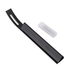 Stainless Steel Leather Exfoliating Tool, Curved Shape Leather Craft Skiving Safety Beveler with 3 Replacement Blades, Black