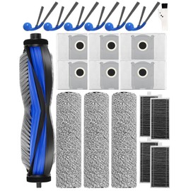21 Pcs Replacement Parts Kit Compatible with ECOVACS DEEBOT T80 Omni Robot Vacuum - Accessory Set with 1 Main Brush, 3 Mop Brush Rollers, 4 Filters, 6 Dust Bags, 6 Side Brushes, 1 Cleaning Brush