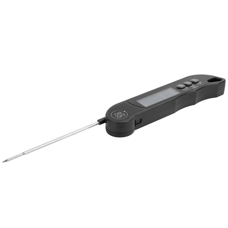 Folding Alarm Thermometer Electronic Barbecue Thermometer Food Temperature Measuring MeterBlack