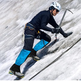 AYMQC Outdoor Gaiters, Waterproof, Adjustable Gaiters, Breathable Leg Protection for Snow Hiking, Climbing, Trekking, Skiing, 1 Pair (Blue and Black)