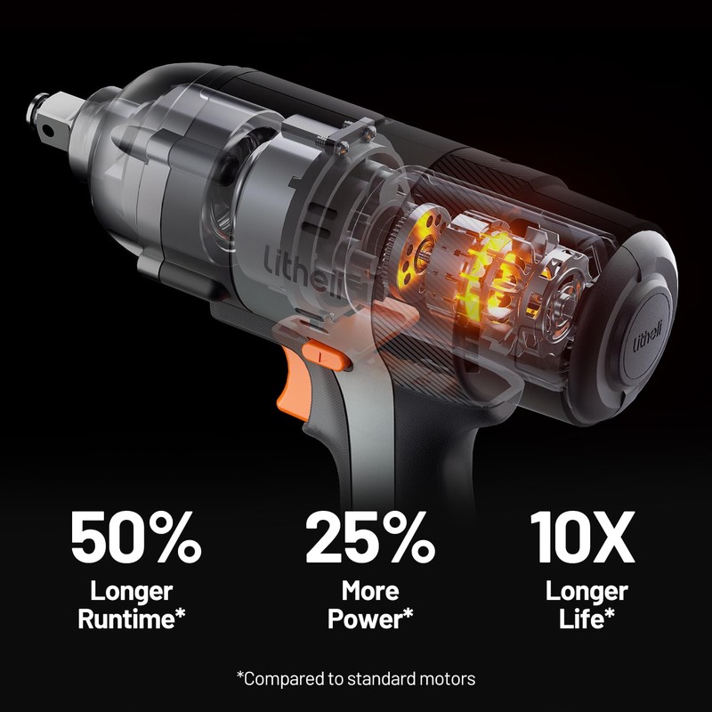 Litheli Cordless Impact Wrench Kit, 1/2 Inch Hog Ring Impact