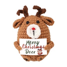 Crochet Elk, Premium Cotton Thread Crochet Positive Reindeer Crochet Positive Animal Gifts Positive Knitted Dolls Perfect Christmas Celebration Toys Gifts for Family and Friends
