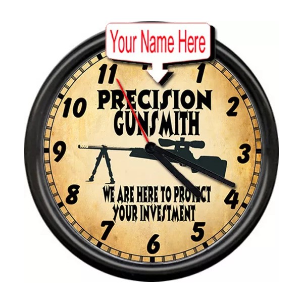 Off The Wall Clocks Personalized Custom Gunsmith Firearms Rifle Gun