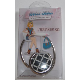 Miss Kha Folding Bag Holder Checked Design, black