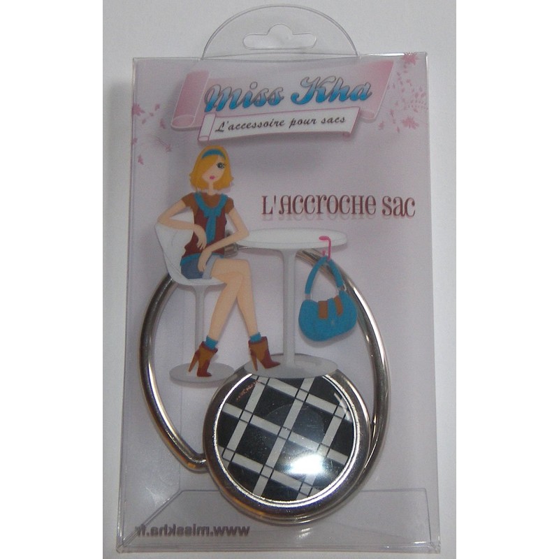 Miss Kha Folding Bag Holder Checked Design, black