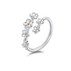 Desnuage Silver Flower Rings Stackable and Adjustable Thin Wrap Rings
