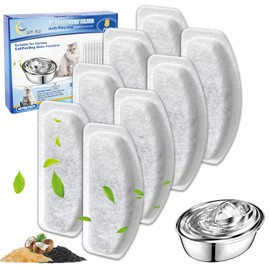 Cunina Cat Water Fountain Filter, 8 Pcs Replacement Water Filter Compatible with ORSDA D30 67oz/2L Stainless Steel Pet Water Fountains, 3 Triple Filtration System Automatic Pet Fountain Resin Filters