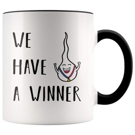 YouNique Designs We Have A Winner Pregnancy Mug, 11 Ounces, Pregnancy Announcement for Dad, Youre Going to Be A Dad, Baby Announcement to Husband, Dad to Be Cup First Time (Black Handle)