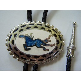 Aesthetic Design Galloping Derby Bolo Tie w. Braided Leather lanyard