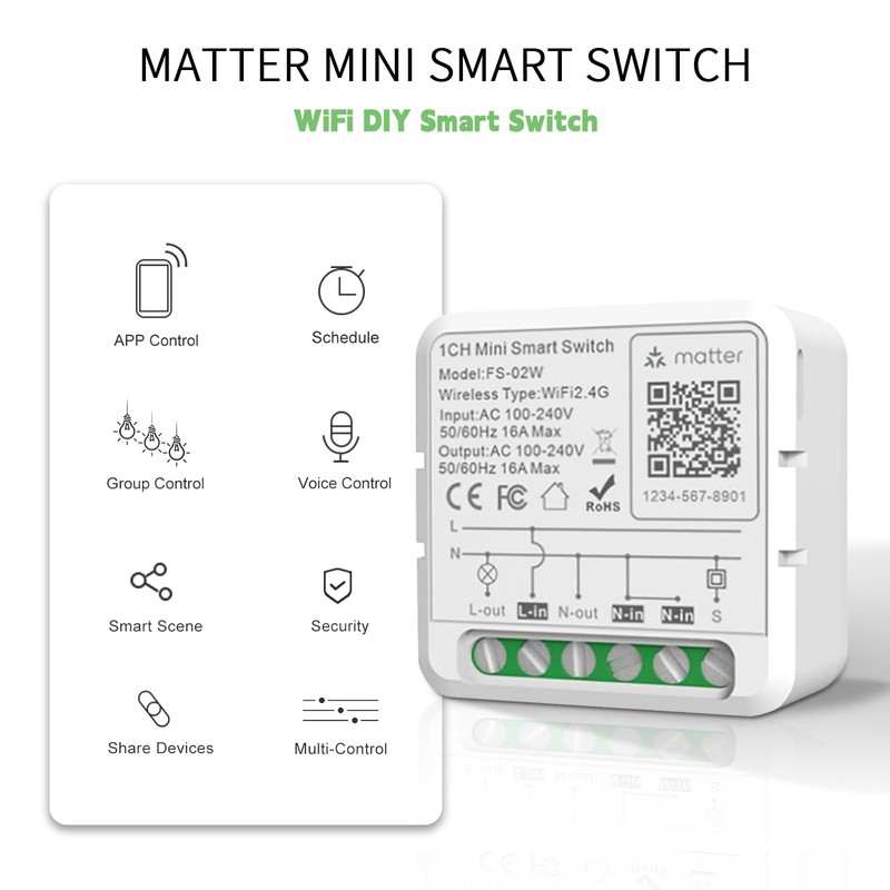 JAOGAUS Homekit Switch, DIY WiFi Smart Switch Module, No Hub