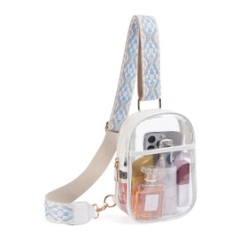 Telena Clear Sling Bag, Clear Fanny Pack Stadium Approved Crossbody Bag Purses for Women Heavy Duty Transparent Chest Bag with Adjustable Strap White