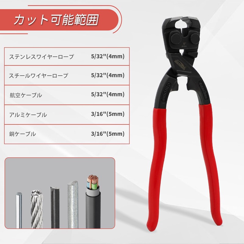 HOUSERAN End Nipper, 7.9 inches (20 cm), Cutting, CRV, Tools,
