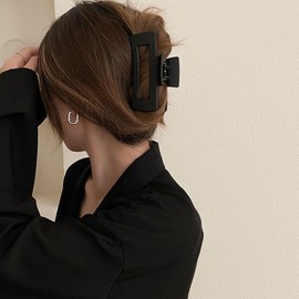 ZSPERKLA 6PCS Black Hair Claw Clips for Thin Thick Hair, Non-slip Matte Large Hair Clips Big and Small Square Rectangular Claw Clips Hair Styling Accessories for Women