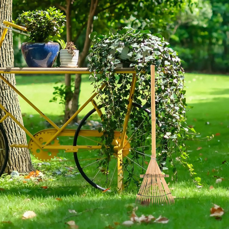 HANABASS Garden Rake Small Rake Bamboo Kids Leaf s for