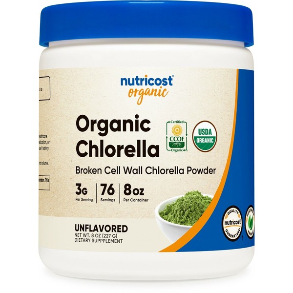 Nutricost Pure Organic Chlorella Powder 8 oz - 76 Servings Nutrients & Fiber!