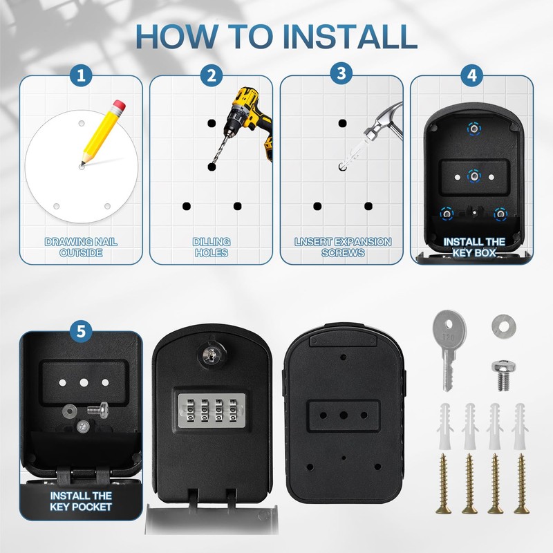 NBYT Portable Combination Lock keybox, Forgotten code can be found,For