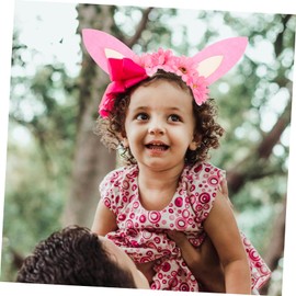 Ipetboom Easter Party Rabbit Ear Headband with Pink Flower Decor Comfortable Durable Hair Hoop for Women Festive Bunny Ears Accessory for Costume and Carnival Celebrations