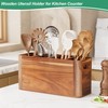 ZUJJAFY Utensil Holder, Acacia Wood Kitchen Utensil Holder for Counter