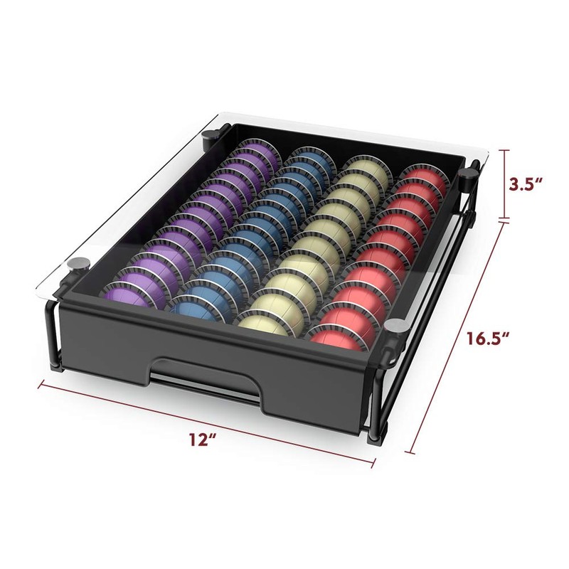 EVERIE Crystal Tempered Glass Organizer Drawer Holder Compatible with Nespresso
