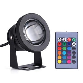 Underwater Light Lamp, Fydun 10 W 12 V Underwater Spot RGB Waterproof LED Lamp Underwater Light with Remote Control Pond Lighting Aquarium (Black Shell), Black Shell, Retro
