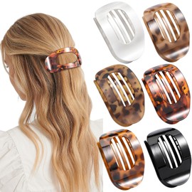 BelleVive 6 flat hair clips for women, French flat round clips for thick or thin hair, matte large hair clips, strong hold, non-slip hair clips, gifts