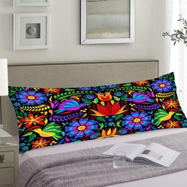 DAOPUDA Mexican Flowers Body Pillow Cover Flower Long Pillowcase with Zipper Vintage Throw Pillow Case Decorative Cushion Pillow Covers Soft Large Bedding Pillow Cases for Bedroom,Couch,Sofa,20"x54"