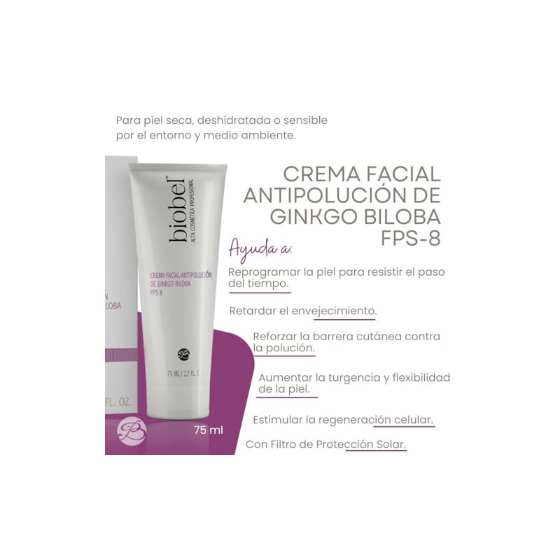 Biobel Crema Facial Antipolución Ginkgo Biloba Fps 75ml