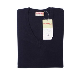 Wool blend sweater made in Japan unisex school students (L, Navy), navy