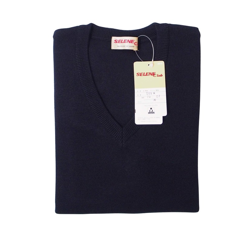 Wool blend sweater made in Japan unisex school students (L,