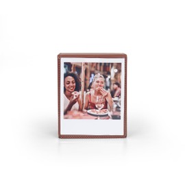 Leonuliy Picture Frame Storage Box for Instax Wide 300/400 & Polaroid Films Instant Camera, 5 Inch Photo Frame and Containers, PU Leather Material and Magnetic Snap. (Brown)