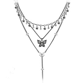 Exquisite hollow butterfly pendant necklace personality multi-layered necklace retro fashionable animal jewelry M3143 (M3143-7)