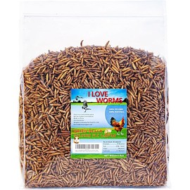 I LOVE WORMS Dried Black Soldier Fly Larvae (5lb), 100% Natural Non-GMO, Treat for Chickens, More Calcium Chicken Feed Than Mealworms