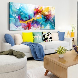 LAOTOART Abstract Canvas Wall-Art for Living Room- Colorful Wall Art Bedroom - Office Artwork Wall Decor Ready to Hang Size 24" x 48"