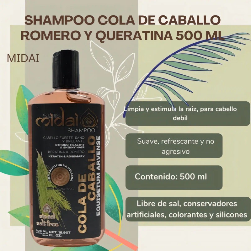 Shampoo Cola Caballo Romero Keratina Acelera Crecimiento