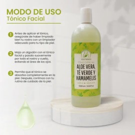 Productos Mart Mexico Tónico Facial 1L Aloe Vera Hamamelis Té Verde