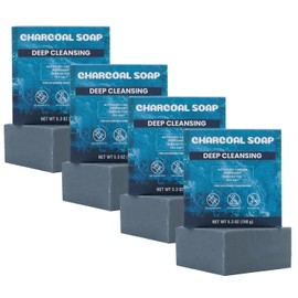 Rinse & Robust Ocean Charcoal Bar Soap Gift Set for Men Deep Cleansing, 5.3 oz | 4 Bars