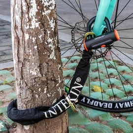 INTEKIN Security Chain 3.3 ft x 5/16" Thick Bike Lock Chain - High Security Hardened Steel Cut Proof Chain for Bikes, Containers, Motorcycles, Trailers, ATV's (Chain Only)