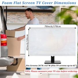 4 Pack Foam Flat Screen TV Cover for Moving,TV Protective Cover Fits Up to 70"H x 42"W Flat Screen TV,TV Display Screen Protector for Protection During House Moving, Storing, Painting，Home Renovation