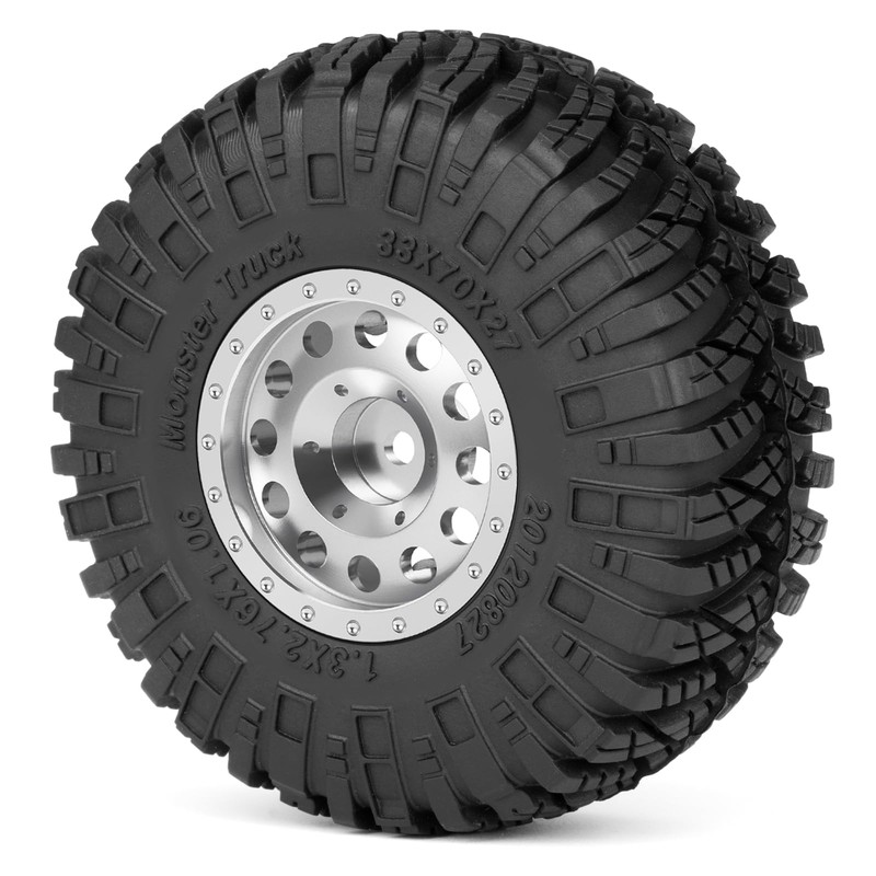 Zolikar 4Pcs 1.3" Beadlock Metal Wheels Rims Hub & Rubber