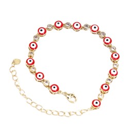 TKMIRA Gold Evil Eye Bracelets for Women Adjustable Turkish Blue Evil Eye Protection Bracelet Jewelry (evil eyes01-red)