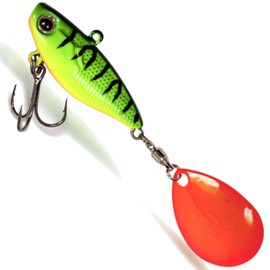4Street Premium Spin Jig Fishing Lure with Spinner Blade High Frequency Action Predator Fishing Accessories Firetiger, 4.1 cm/21 g