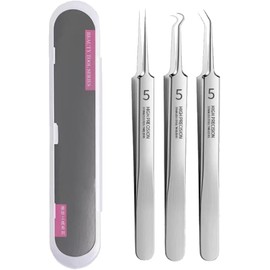 Stainless Steel Acne Pusher, Square Plug Tweezers, Precision Tweezers, Tip Tweezers, Corner Plug Remover, Acne Needle, Pore Care, Pore Cleaning, Pore Care, Square Plug Remover, Tweezers, Storage Box