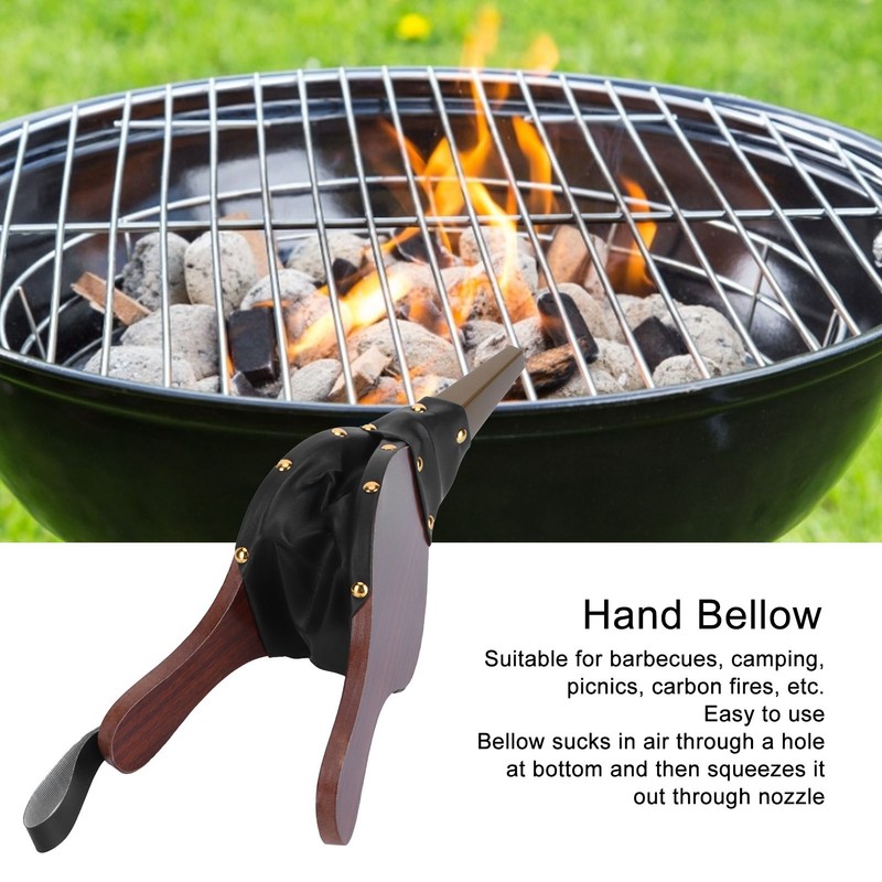 Manual Fireplace Bellow Wooden Barbecue Air Blower Outdoor Camping BBQ
