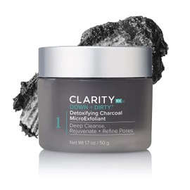 ClarityRx Down + Dirty Detoxifying Charcoal MicroExfoliant, Plant Based Exfoliating Scrub for Oily Skin, Paraben Free, Natural Skin Care (1.7 oz)