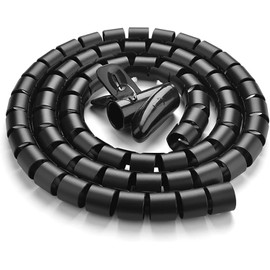 Lumbor37 Envoltura de Cable en Espiral, Organizador de Cables Espiral, Organizador de Cables Eléctricos (2M-16mm Negro)