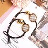 Beige check button hair tie headband / 베이지 체크 버튼 머리끈 헤어밴드